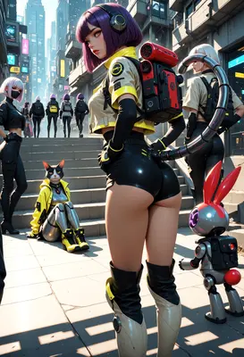 Futuristic Squad in a Cyberpunk City