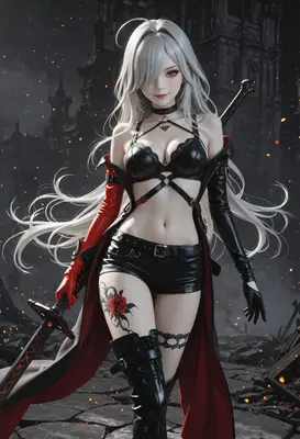 Silver Haired Warrior in Ruined Lands