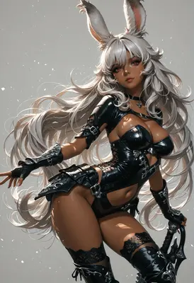 Ethereal Bunny Girl in Black Latex