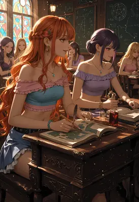 Students Studying Magic in Classroom