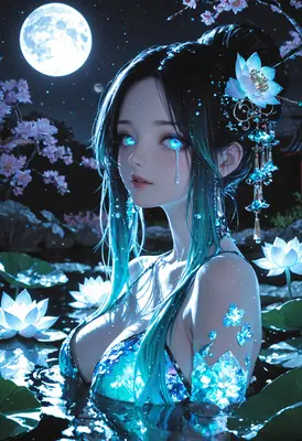 Luminous Lotus Spirit Under Moonlight