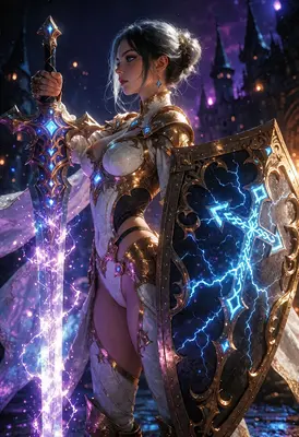 Divine Warrior with Enchanted Lightning Gear