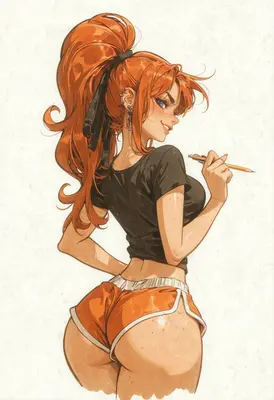 Redheaded Artist With A Pencil