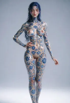 Porcelain Floral Body Art Study