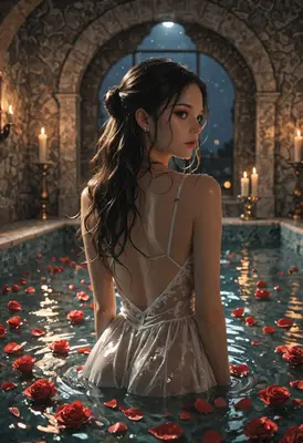 Ethereal Beauty in a Rose Bath
