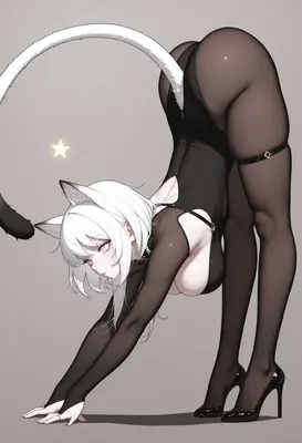 White Haired Cat Girl In Bodysuit