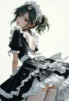 Charming Maid with Green Pigtails