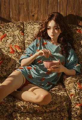 Girl Relaxing With A Bowl