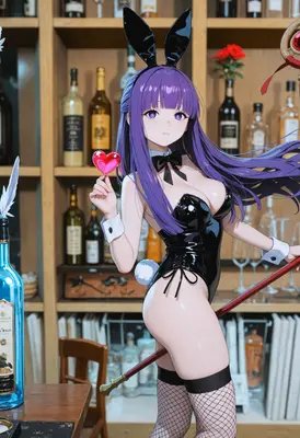 Purple Haired Bunny Girl at Bar