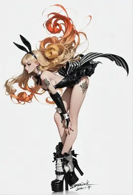 Elegant Bunny Girl with Flowing Hair