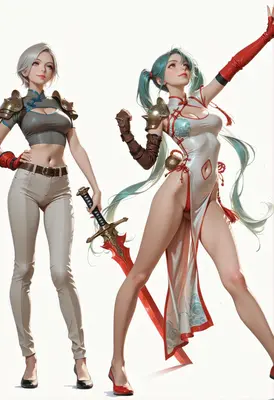 Dual Warriors in Modern Fantasy Attire