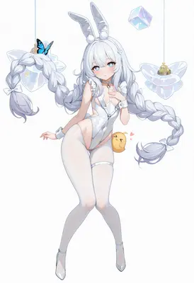 White Bunny Girl with Magical Ornaments