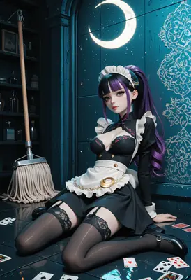 Midnight Maid With Playing Cards
