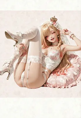 Playful Bride in Floral Lingerie