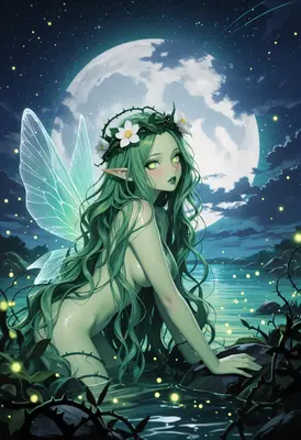 Moonlit Forest Fairy by the Lake