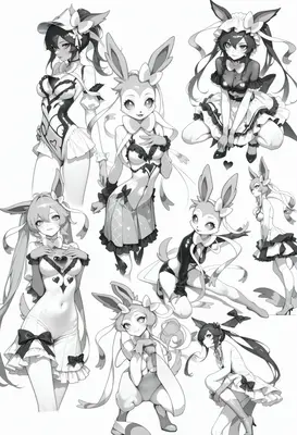 Sylveon Inspired Character Pose Sheet