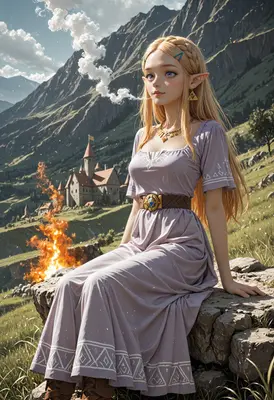 Princess Resting Near The Ancient Castle