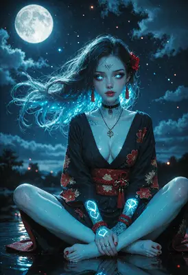 Mystical Maiden Under the Moonlight