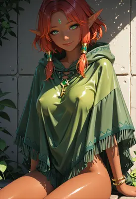Elf Guardian in Green Poncho