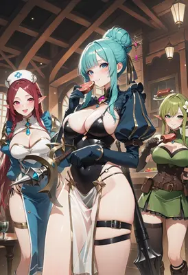 Fantasy Tavern Feast with Adventurers