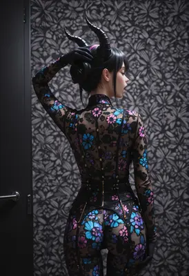Floral Lace Horned Dark Enchantress