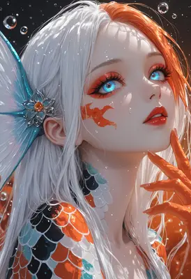Ethereal Koi Maiden Underwater Portrait
