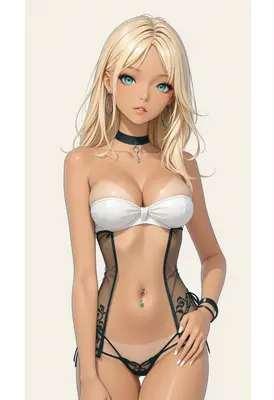 Sun-Kissed Blonde in Lace Lingerie