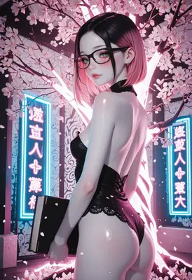 Neon Cherry Blossom Scholar
