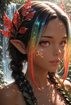 Ethereal Forest Elf With Rainbow Highlights
