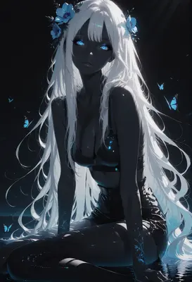 Ethereal Dark Skin Maiden with Butterflies