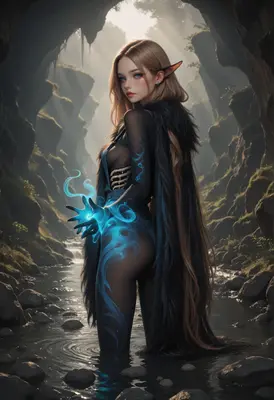 Mystic Elf Wielding Arcane Blue Magic