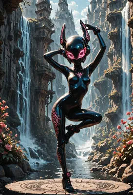 Neon Cybernetic Guardian of the Falls