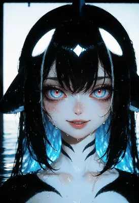 Mystical Orca Girl Emerging From Water