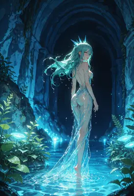 Ethereal Water Spirit in Hidden Grotto