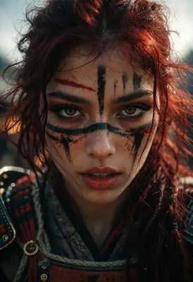 Warrior Woman with Tribal War Paint