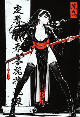 Black and Red Samurai Assassin