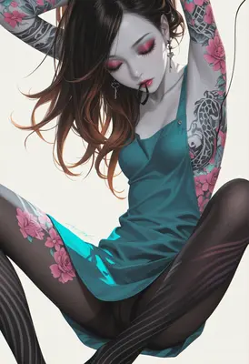 Ink and Elegance Floral Portrait