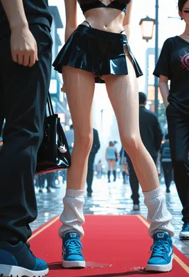 Wet Vinyl Fashion on City Street