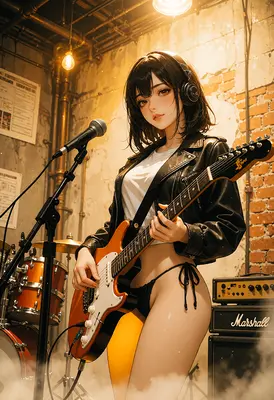 Rock Star Girl in Studio