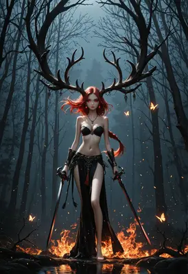 Dual Wielding Antlered Forest Warrior
