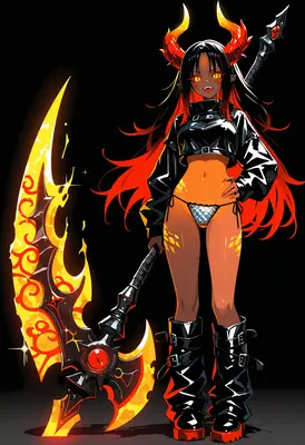 Fiery Demon Warrior with Glowing Scythe