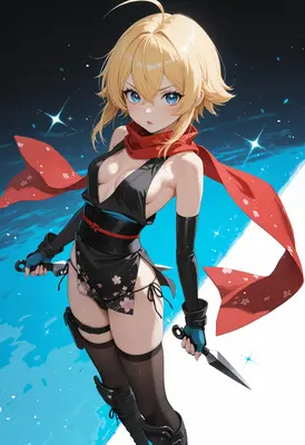 Blonde Kunoichi with Dual Kunai