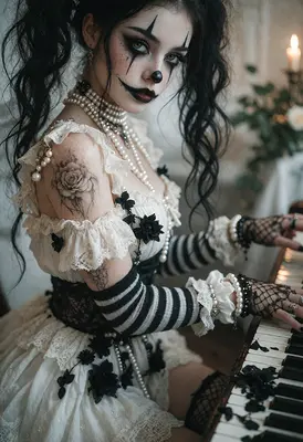 Melancholy Clown Playing The Piano