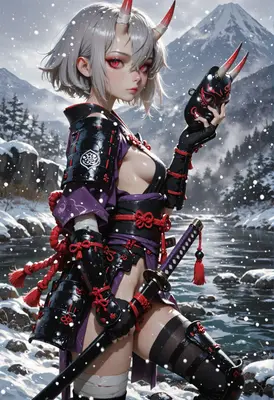 Oni Warrior in the Snowy Mountains