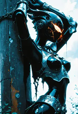 Chained Cybernetic Warrior in Blue