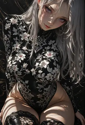 Elegant Silver Haired Floral Enigma