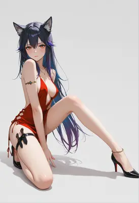 Sultry Wolf Girl in Red