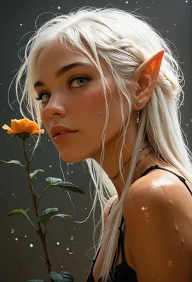 Ethereal Elf with Golden Rose