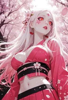 Sakura Maiden in Cherry Blossom Forest