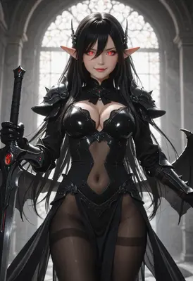 Dark Elf Warrior in Black Armor